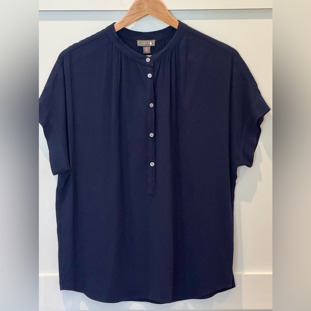 J. Crew Point Sur Women's Navy Blue Popover Blouse Size Small